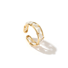 Olive - 18K Trendy Natural Pearls Ring