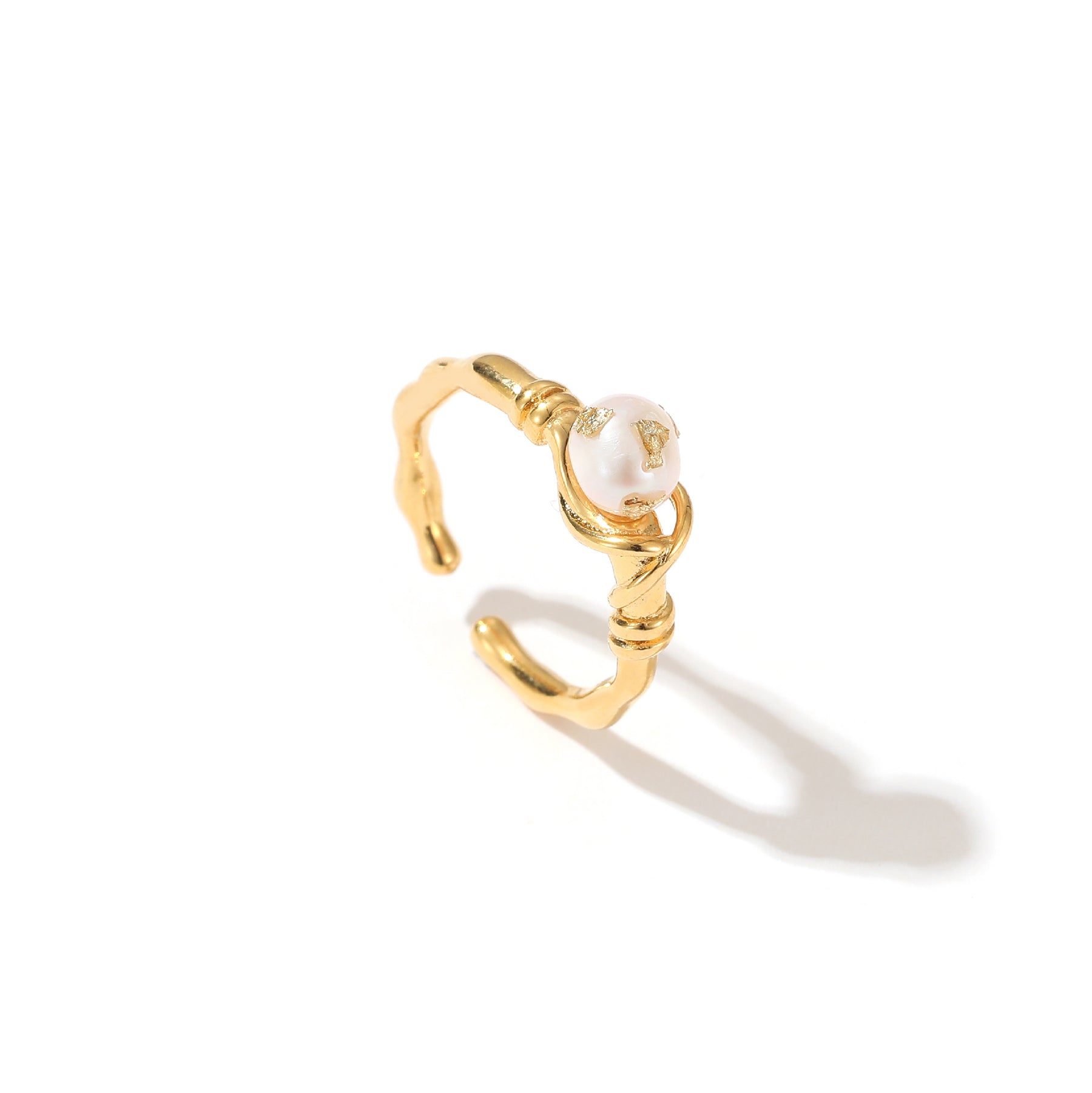 Eloise - 18K Classic Gold Foil Natural Pearl Ring