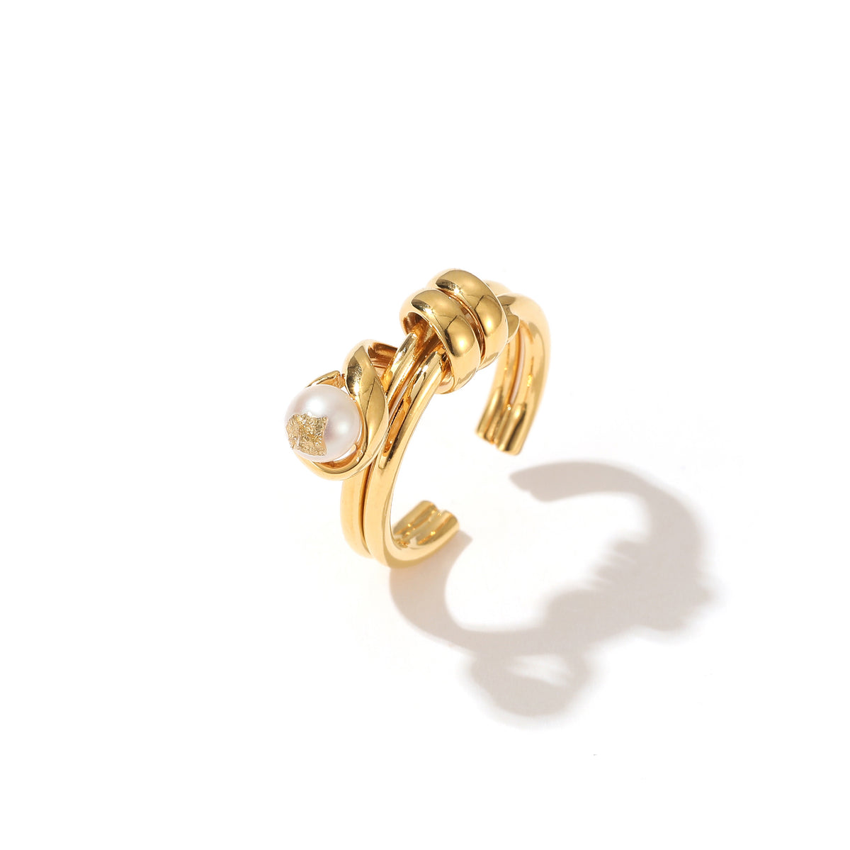 Tana - 18K Modern Gold Foil Natural Pearl Ring