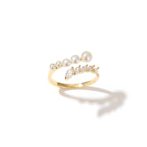 Calliope - 14K Bejeweled Shiny Natural Pearl Ring