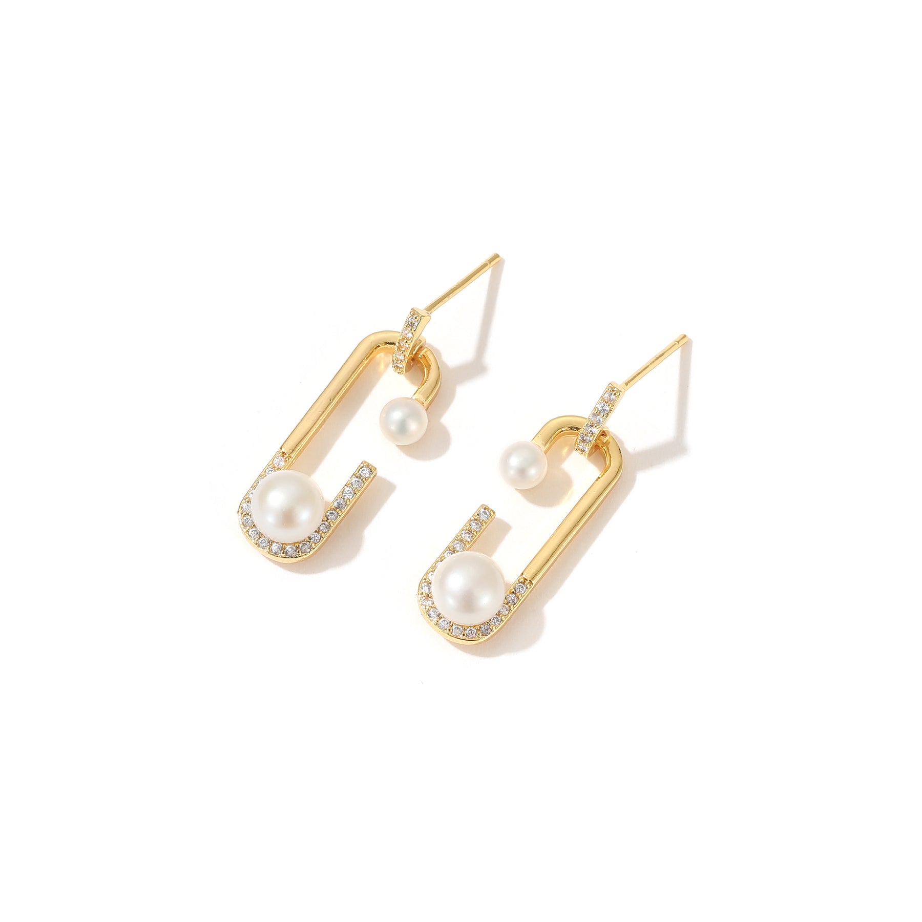 Parker - 18K Bejeweled Sparkly Iridescent Natural Pearls Drop Earrings