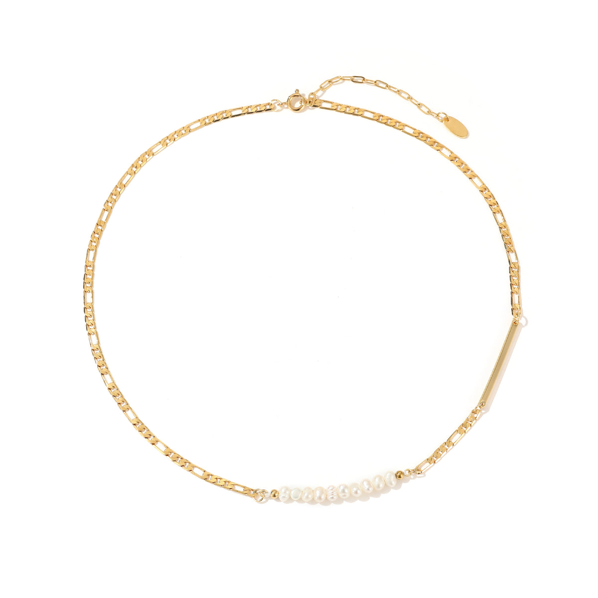 Carolina - 18K Dainty Natural Pearls Necklace with Delicate Chain