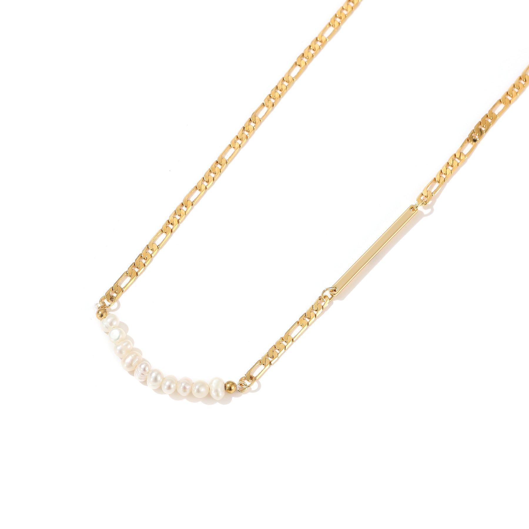 Carolina - 18K Dainty Natural Pearls Necklace with Delicate Chain