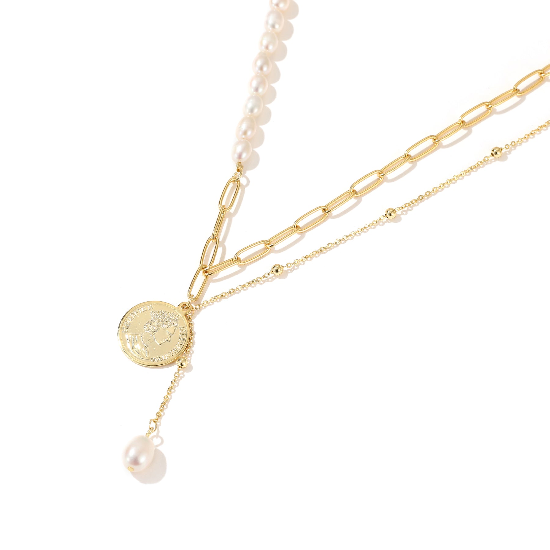 Rebecca - 18K Delicate Chains & Natural Pearls Necklace