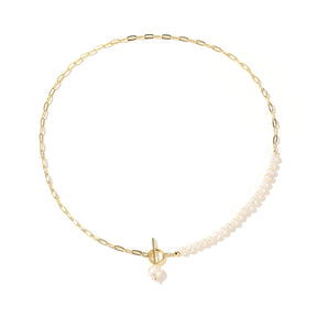 Bethany - Collar moderno de perlas naturales de 14K