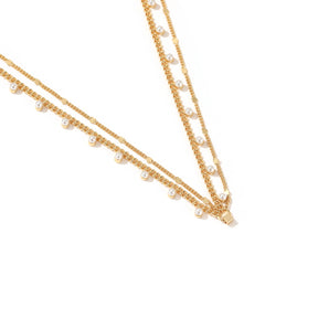 Helena - 18K Boho Style Dainty Chain Flawless Pearls Necklace