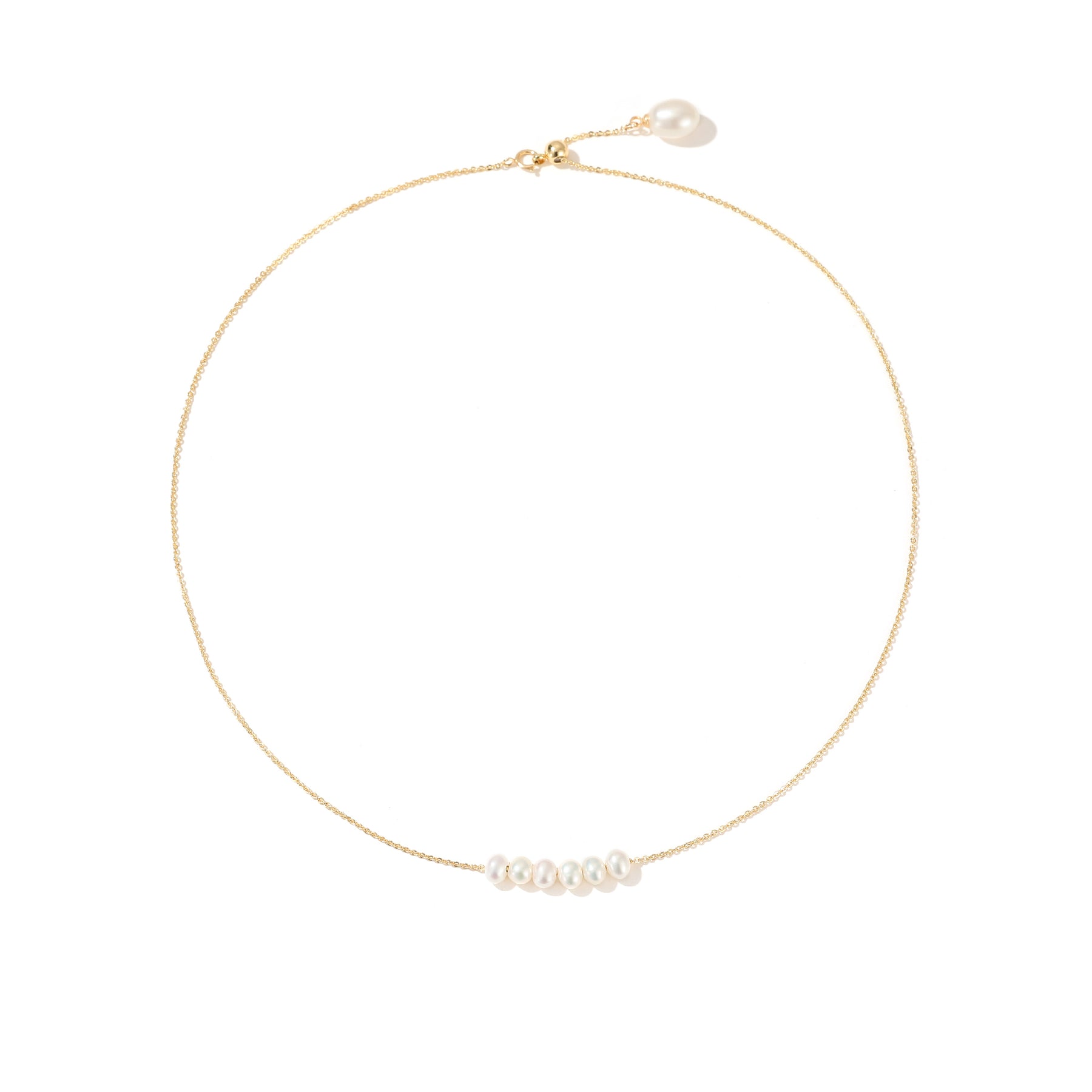 Freya - 18K Dainty Natural Pearls Pendant Necklace