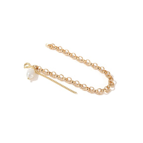 Ida - 14K Solid Chain Interlocking Natural Pearl Bracelet