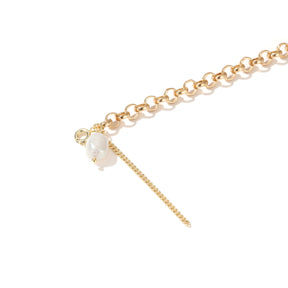 Ida - 14K Solid Chain Interlocking Natural Pearl Bracelet