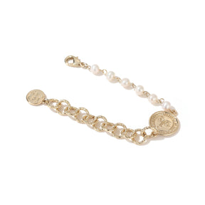 Helios - 18K Vintage Face Pattern Natural Pearls Bracelet