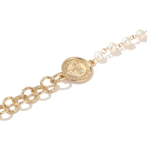 Helios - 18K Vintage Face Pattern Natural Pearls Bracelet