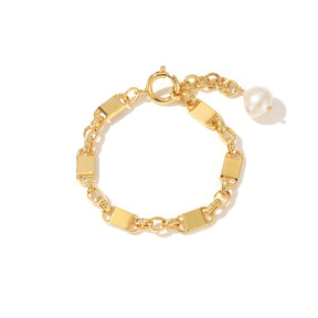 Evan - 18K Stunning Locking Chain Natural Pearl Bracelet