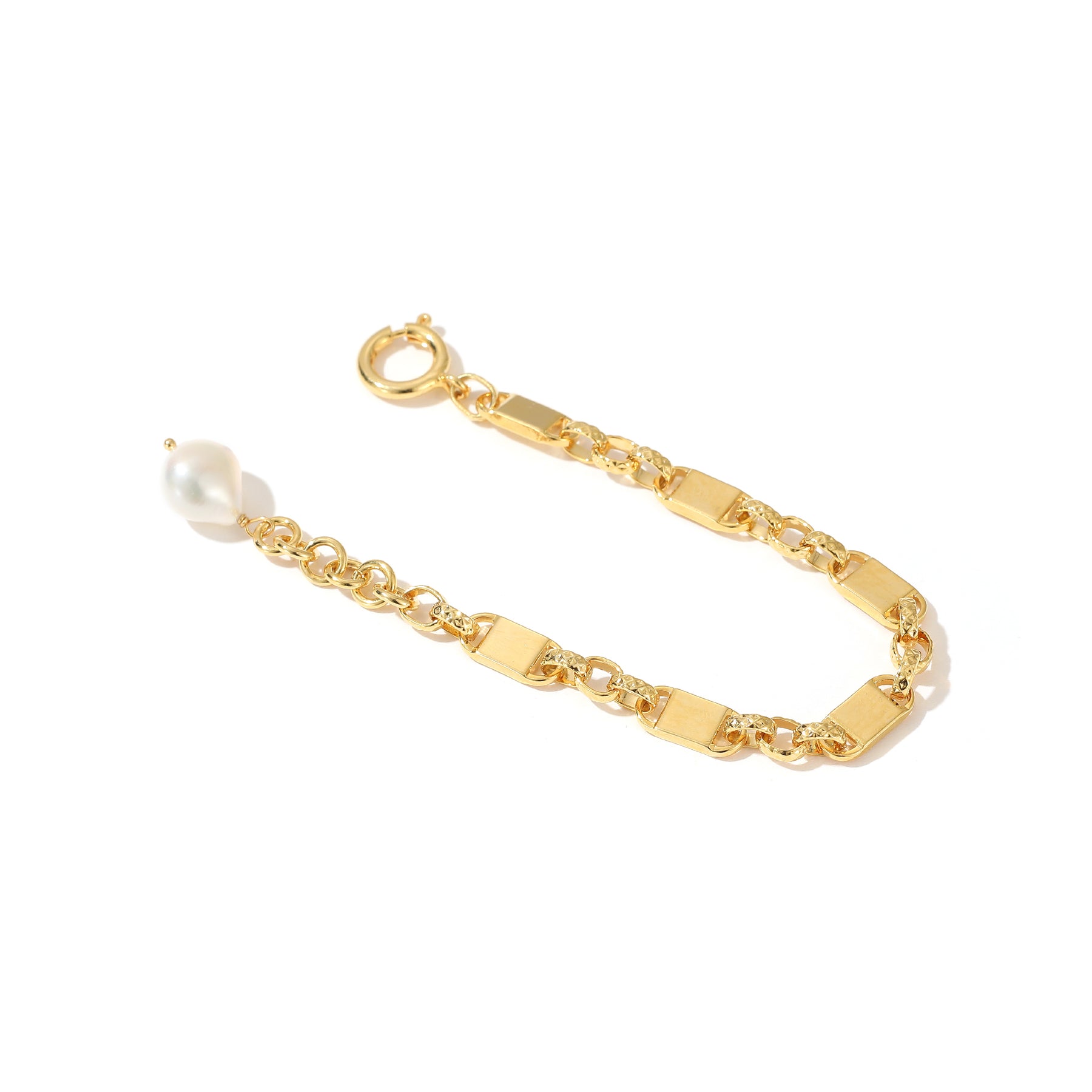 Evan - 18K Stunning Locking Chain Natural Pearl Bracelet