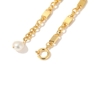 Evan - 18K Stunning Locking Chain Natural Pearl Bracelet