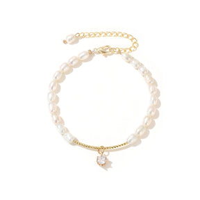 Stella - Pulsera de perlas naturales con piedras preciosas de estrella de 18 quilates