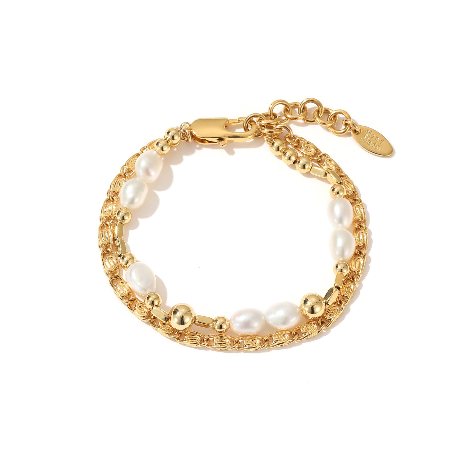 Dorothy - 18K Attractive Overlapping Shiny Natural Pearls Beaded Bracelet