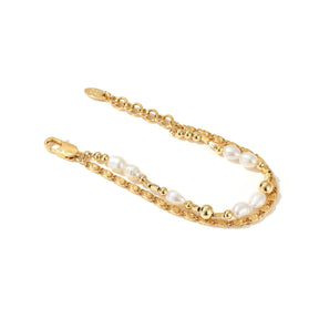 Dorothy - 18K Attractive Overlapping Shiny Natural Pearls Beaded Bracelet