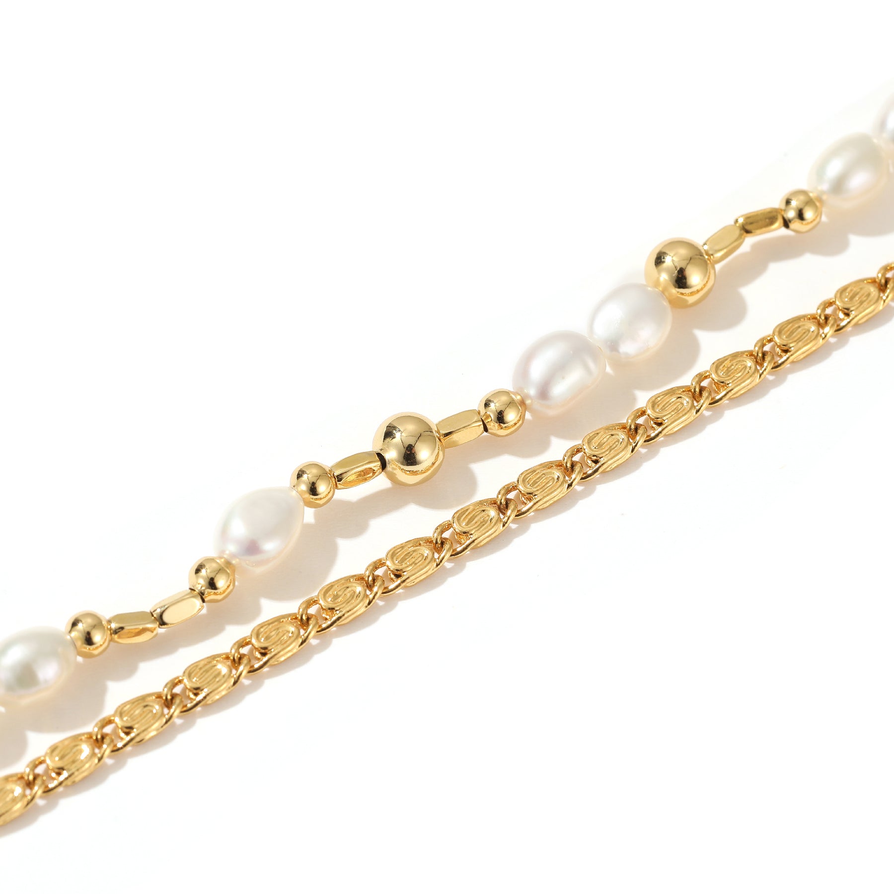 Dorothy - 18K Attractive Overlapping Shiny Natural Pearls Beaded Bracelet