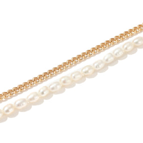 Colette - 14K Modern Overlapping Chain & Natural Pearl Bracelet