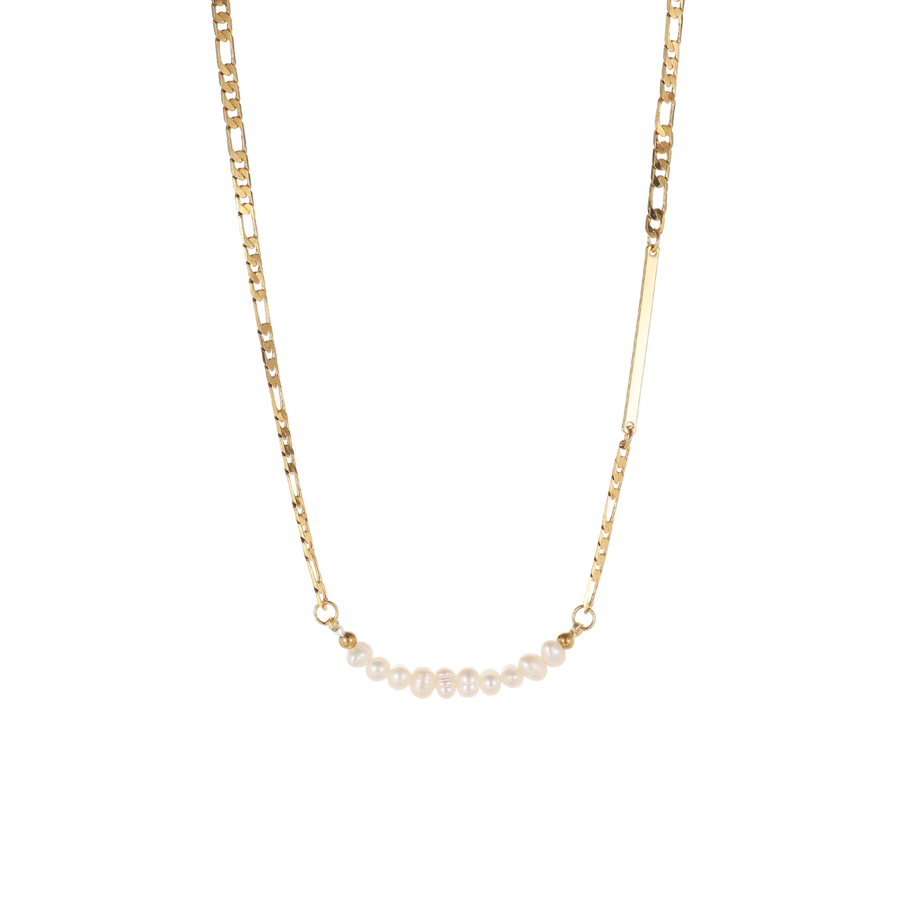 Carolina - 18K Dainty Natural Pearls Necklace with Delicate Chain