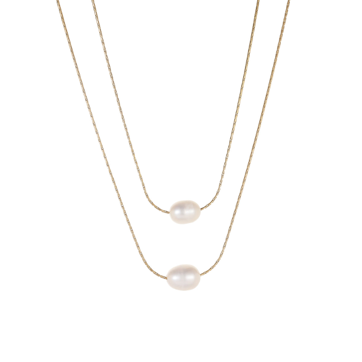 Double - Double Layerd Natural Pearl Necklace