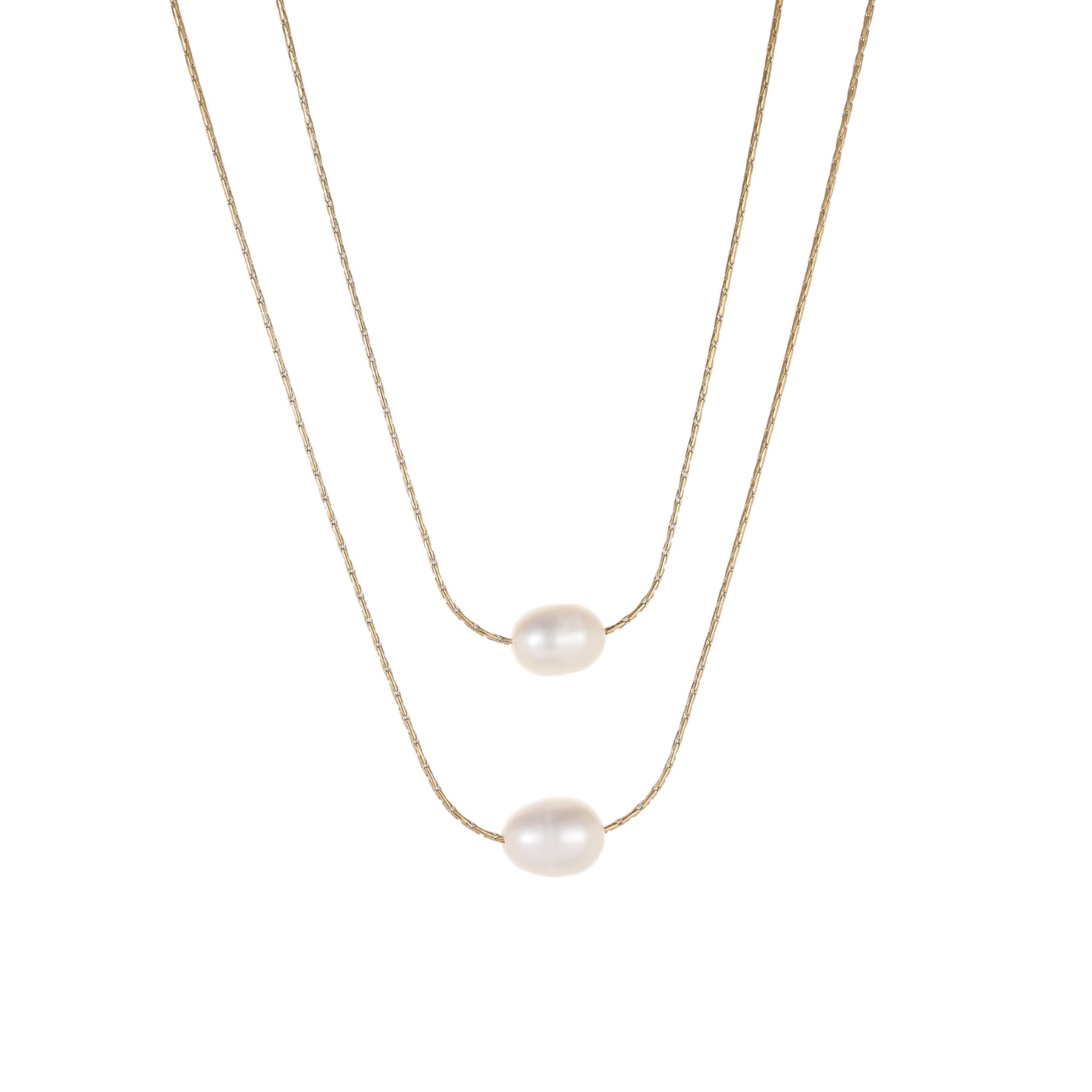 Double - Double Layerd Natural Pearl Necklace