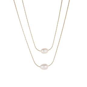 Double - Double Layerd Natural Pearl Necklace