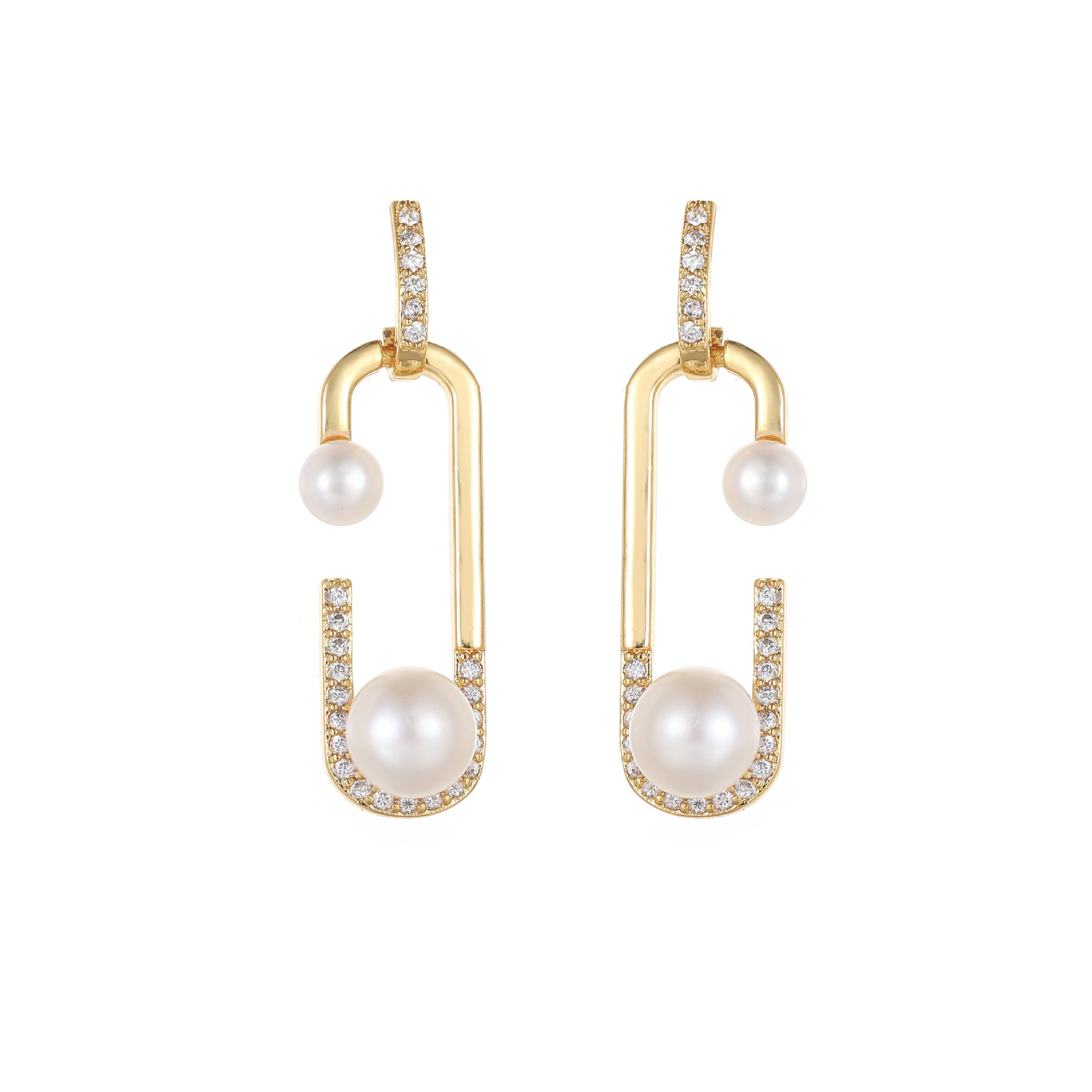 Parker - 18K Bejeweled Sparkly Iridescent Natural Pearls Drop Earrings