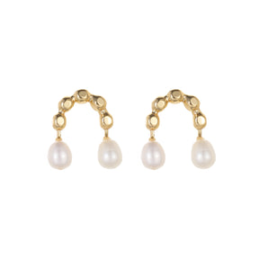 Iris - 18K Modern Double Natural Pearls Drop Earrings