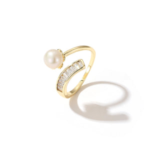 Cynthia - 14K Bejeweled Natural Pearl Ring