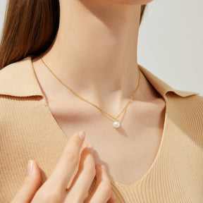 Catherine - Classic Single Natural Pearl Pendant Necklace