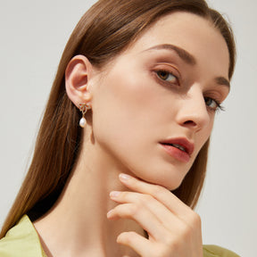 Elle - Pendientes de perlas naturales elegantes con joyas de 18 quilates