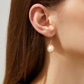 Brigitte - 18K Lavish Natural Baroque Pearl Drop Earrings