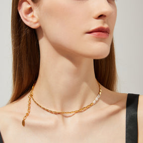 Nora - 18K Modern Chic Weaved Flawless Pearl Necklace