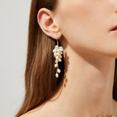 Blossom - 18K Elegant Natural Pearls Cluster Ear Danglers Earrings