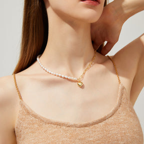 Cora - 18K Lovely Lock-of-Heart Natural Pearls Necklace