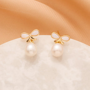 Abeille - 18K Cute Shiny Natural Pearl Drop Earrings