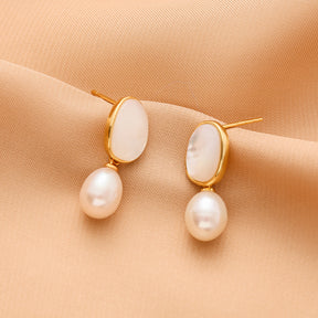 Gloria - 18K Fancy Natural Pearl & Mother-of-Pearl Drop Earrings