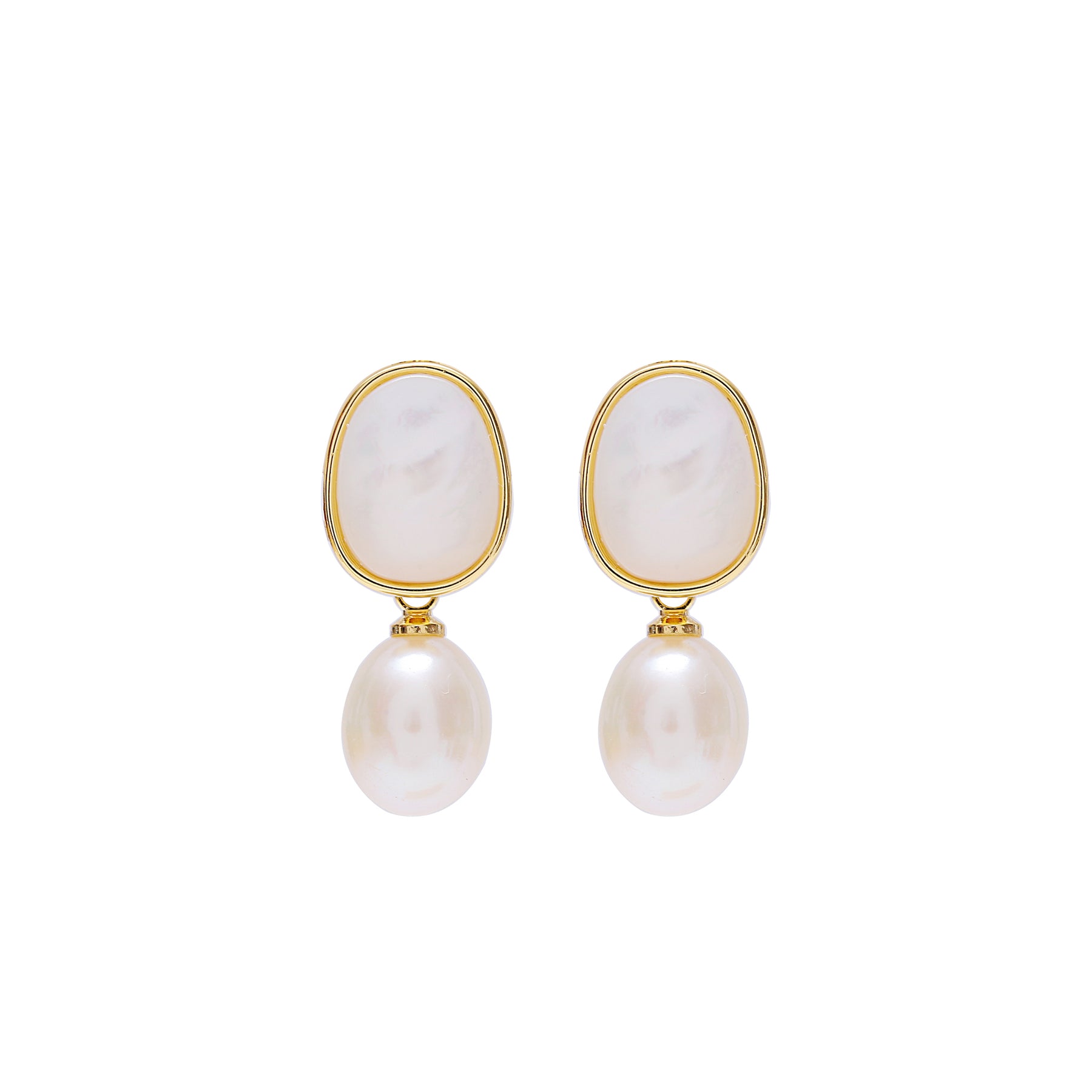 Gloria - 18K Fancy Natural Pearl & Mother-of-Pearl Drop Earrings